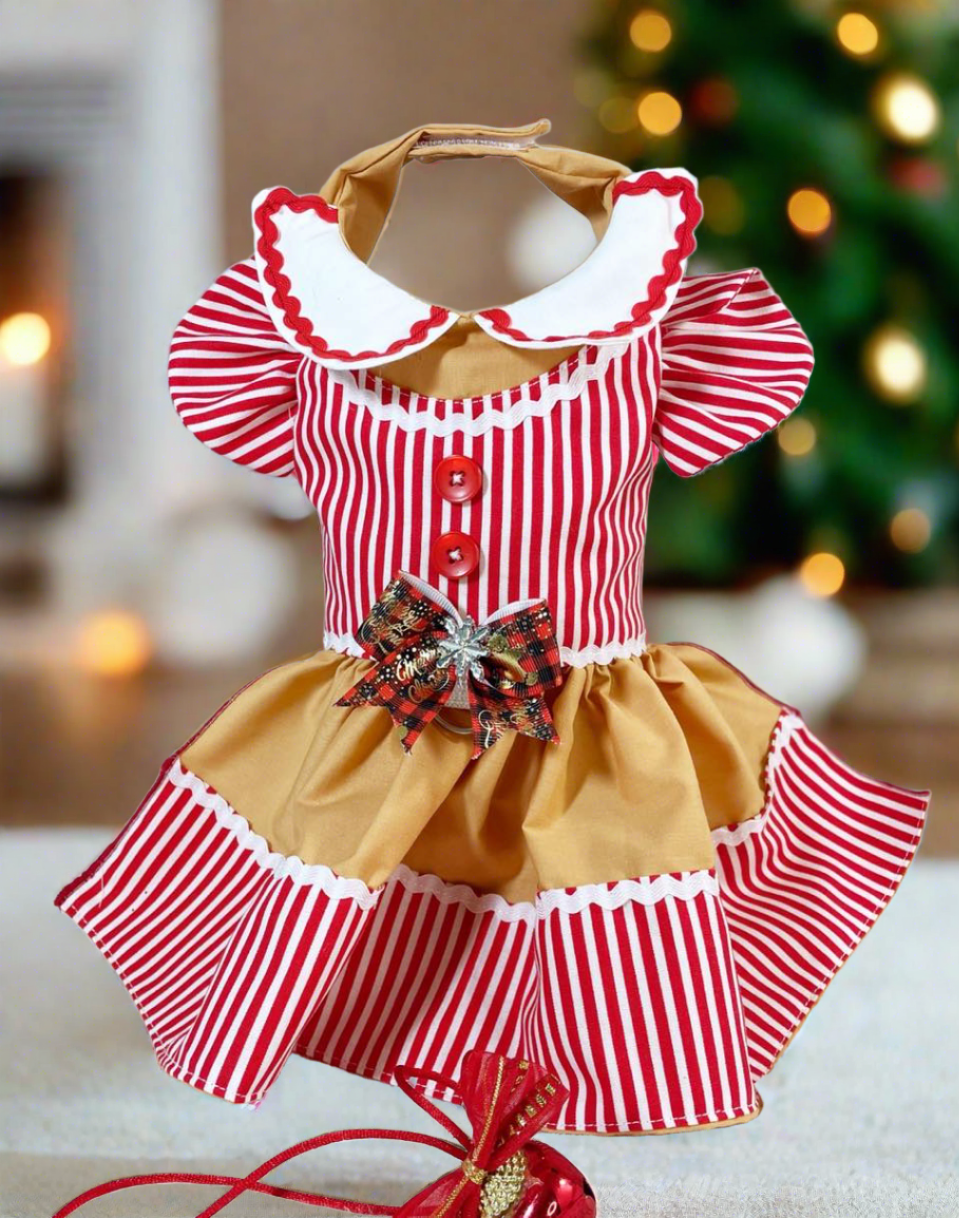 Gingerbread Christmas Male Dog Harness  or Girl Dog Harness Dress Costume