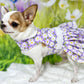 Dog Cat Pet Harness Dress White & Purple Daisies