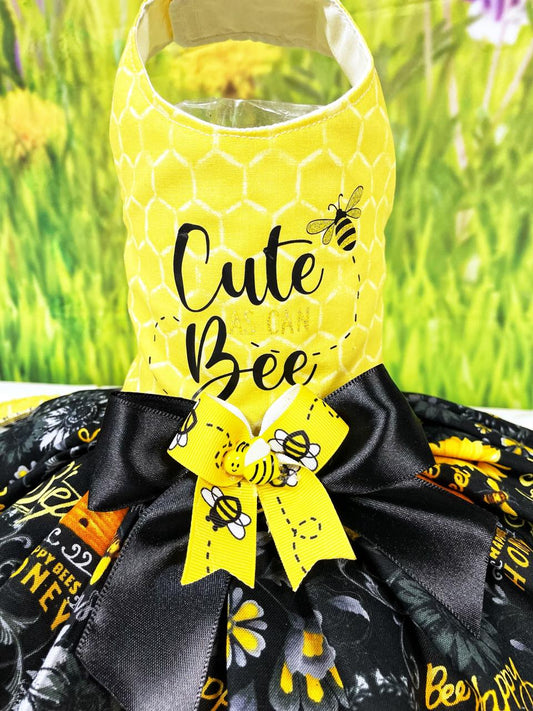 Pet Dog Cat Queen Bee & Cute as can Bee Harness Dress