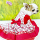 Dog Cat Pet Dress Harness Sweet Miss Red Plaid with Crinoline