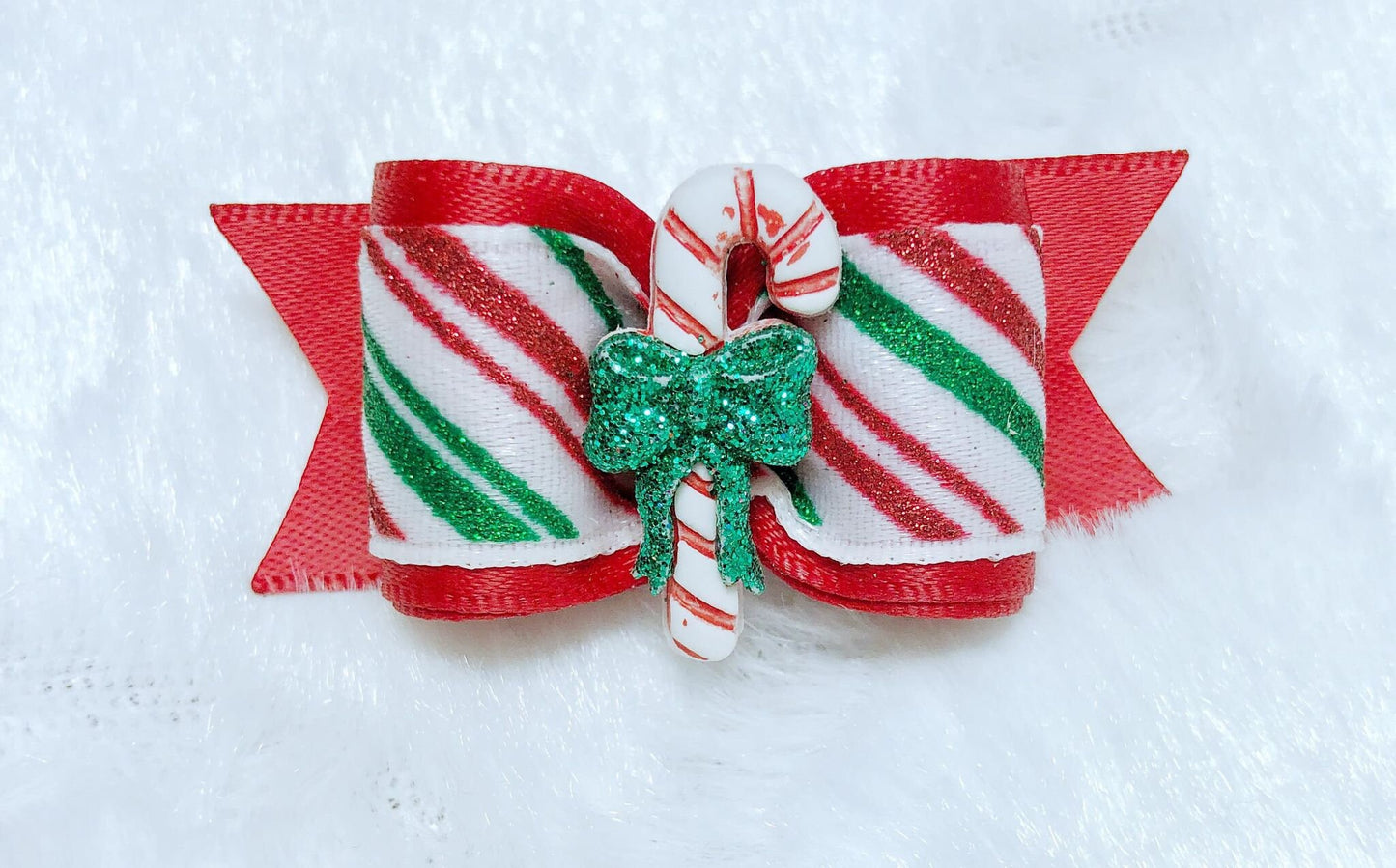 Dog Hair Bows Set of 3  Green Red Holiday Pet Accessories