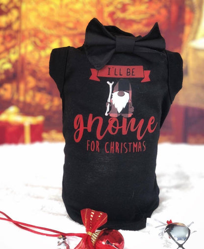 Dog t-shirt "I will be Gnome for Christmas" Cotton Next Day Shipping