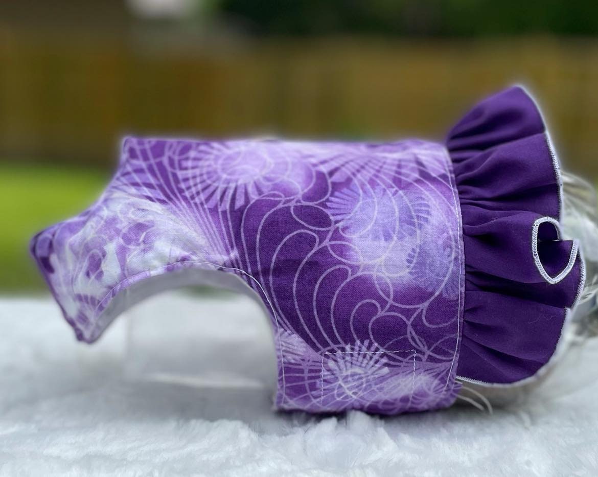 Dog Cat Pet Ruffle Harness Vest Purple Swirls Washable Next Day Shipping