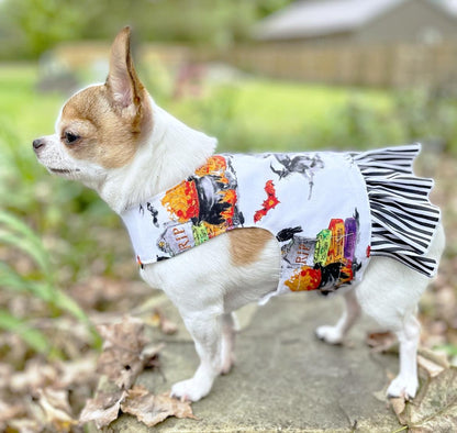 Dog Cat Pet Ruffle Harness Vest Halloween Witches Pumpkin Washable Next Day Shipping