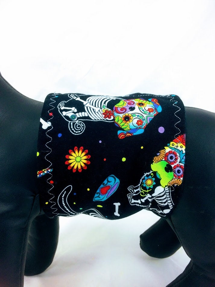 Dog Belly Band Diaper Sugar Skull Day of the Dead Marking Incontinence  Washable Reusable Waterproof Wrap Extra wide
