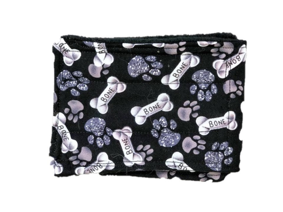 Dog Belly Band Diaper  Silver Bones and Paw Prints Marking Incontinence  Washable Reusable Waterproof Wrap Extra wide