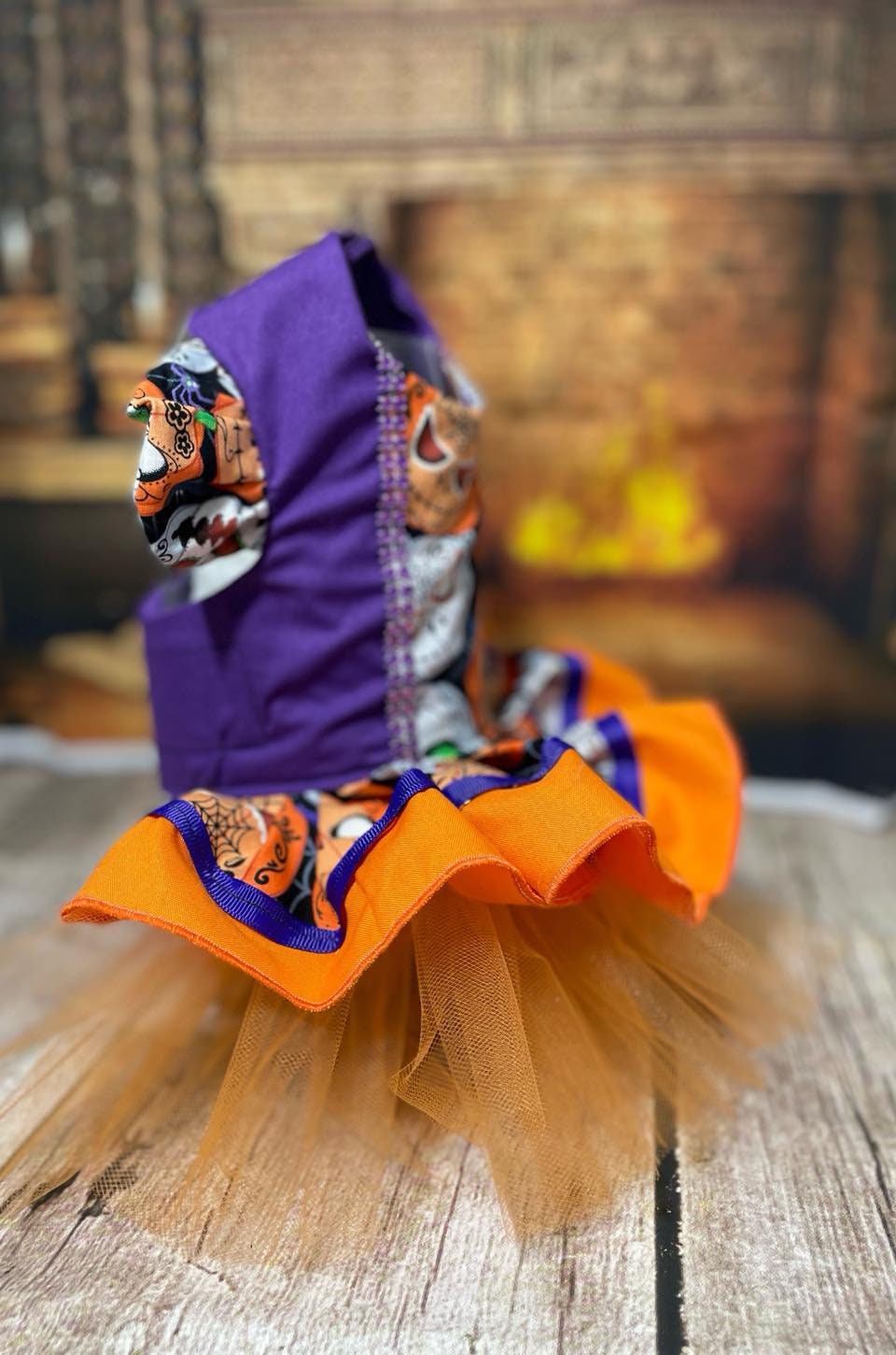 Dog Cat Pet Teacup Dress Harness Glow in the Dark Pumpkin Halloween  Fancy Pet Clothing