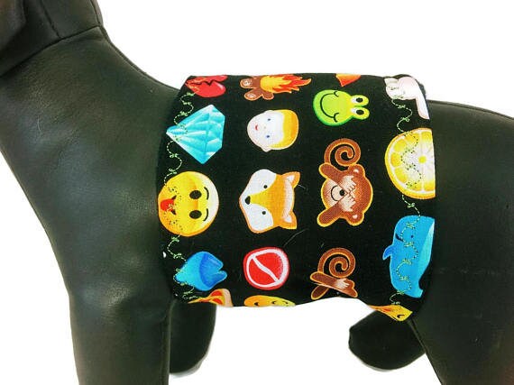 Dog Belly Band Diaper Emoticon Marking Incontinence  Washable Reusable Waterproof Wrap Extra wide