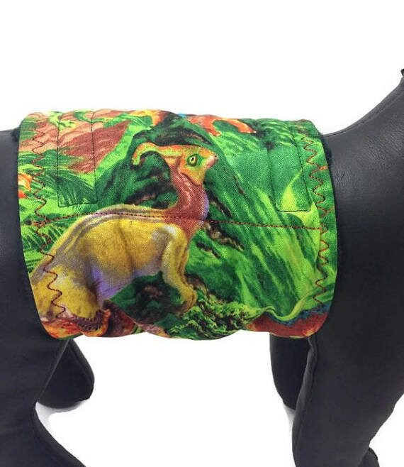 Dog Belly Band Diaper Dinosaur Dog Marking Incontinence  Washable Reusable Waterproof Wrap Extra wide